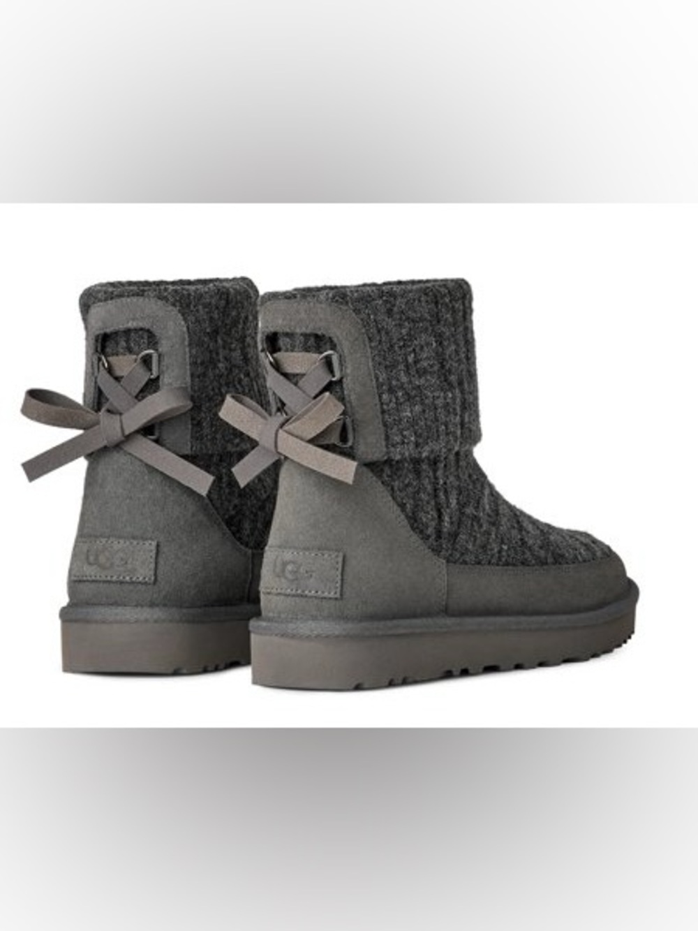 UGG Women’s Classic Mini Cabelle Knit Bootie in Gray, Size 11